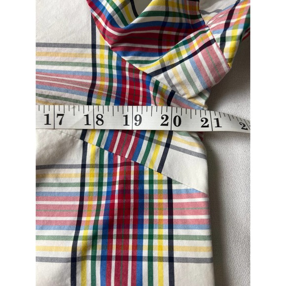 Talbots Short Sleeve Ruffle Top Cream Plaid Size LP - Picture 11 of 12